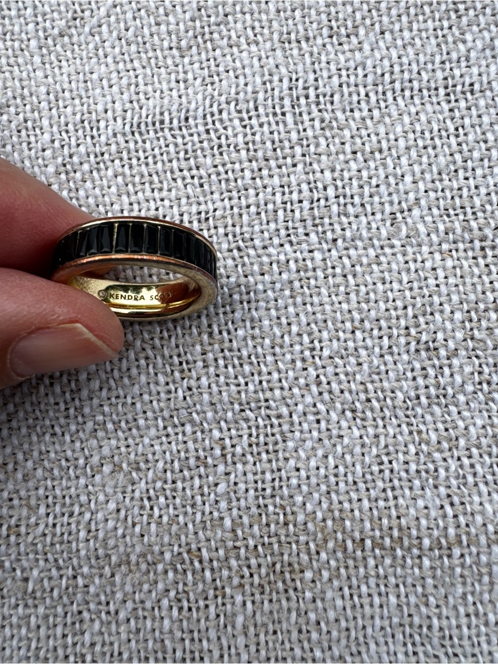 Kendra Scott Gold Ring with Black gem Inlay - Picture 2 of 7